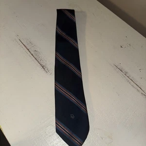 Vintage Christian Dior Necktie Blue / Red Stripe Dior Logo Made in USA - Picture 1 of 6