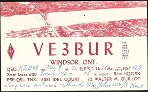 QSL QSO RADIO CARD "Walter Guillot/Photo of Bridge/Windsor/Ontario",(Q2648) - Picture 1 of 2