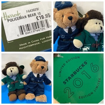 STARBUCKS 2016 119th Bearista Collection + HARRODS Bobby Policeman Bear NEW TAGS - Image 1 of 4