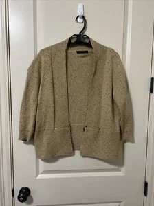 Ivanka Trump Sweater Womens Large Beige Open Front Cardigan 3/4 Sleeve - Bild 1 von 7