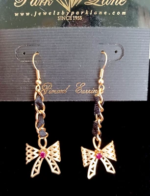 Park Lane бант серьги золотистый подвеской розовый со стразами черная лента - Изображение 1 из 4