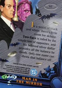 DC BATMAN FOREVER METAL Fleer 1995 Card 61, MAN IN THE MIRROR - Picture 1 of 2