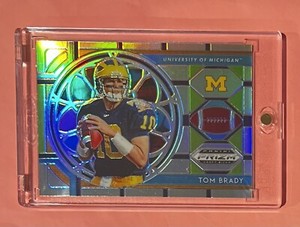 Tom Brady RARE SILVER REFRACTOR STAINED GLASS MICHIGAN DRAFT PICKS PRIZM - Mint!