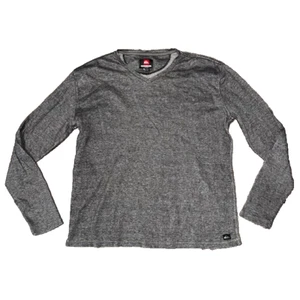 Mens Quicksilver Thermal Long Sleeve Waffle Knit Graphic Shirt Size L Large Gray - Picture 1 of 5
