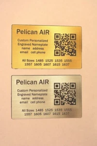 Engraved QR code nameplate fits Pelican™ 1485 1525 1535 1555 1605 1607 1637 1615 - Picture 1 of 1