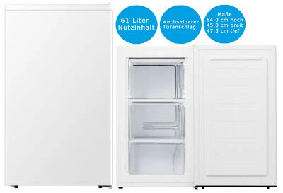 PKM Gefrierschrank Eisschrank 61L weiß Tiefkühler 45 cm breit leise - Bild 1 von 4