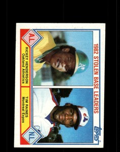 1983 Topps #704 1982 Stolen Base Leaders (Rickey Henderson / Tim Raines) LL