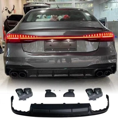 Rear Bumper Diffuser Lip W/Exhaust Tips For Audi A7 Quattro Sportback 2019-2020  - Image 1 of 4