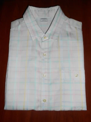 Vintage Men's Spire 1970's White Plaid 80% Cotton 20% Poly Short Sleeve Shirt L - Image 1 of 4