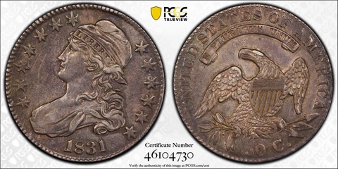 1831 50c Bust Half Dollar PCGS XF 45 Cover
