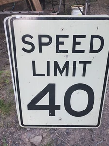 Speed Limit 40 Vintage Sign, 30x24 Vintage Metal Road Sign - Picture 1 of 3