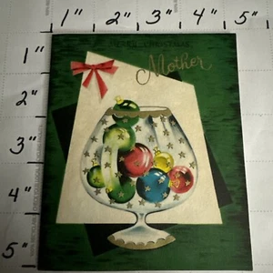 Vintage Merry Christmas Mom Mother Card Greeting Card Christmas Balls Glass - Picture 1 of 5