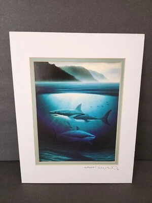 Arte assinada à mão Robert Wyland-GREAT WHITE (SHARKS) 1987 - Imagem 1 de 4