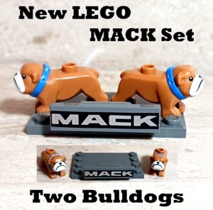 New LEGO Mack Truck Semi Mascot Bulldog Double Dog Printed Stand Plate Dog Lot - Picture 1 of 1