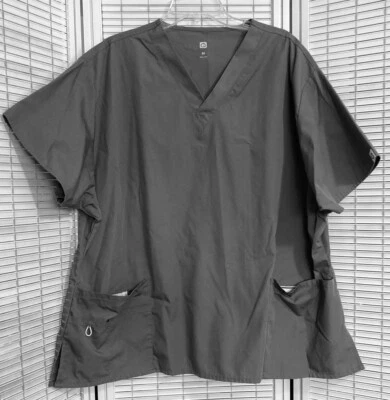 wonder wink unisex solid gray sz 3x pockets scrub top nurse uniform medical - Image 1 of 4