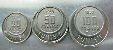 Tunisia 20, 50, 100 Francs 1950 Essai complete set. Choice FDC