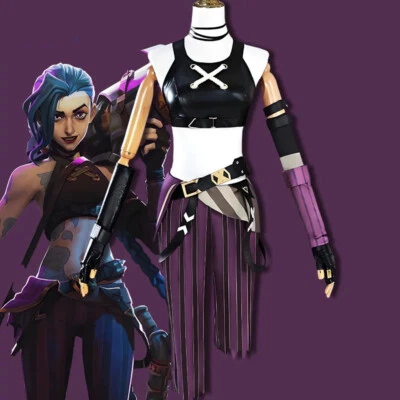 League Of Legends LOL Arcane Jinx Disfraz Trajes Mujeres Uniforme Zapatos Foto 1 de 4