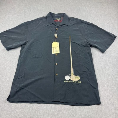 Bamboo Cay Shirt Mens Large Black Golf Club Ball Button Up Camp Hawaiian NWT - Image 1 of 4