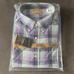 Roundtree & Yorke Gold Label kariertes kurzärmliges geknöpftes Hemd bügelfrei 2XT neu mit Etikett - Bild 1 von 9