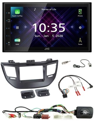 JVC DAB 2DIN Lenkrad Bluetooth USB Autoradio für Hyundai Tucson 15-20 schwarz - Bild 1 von 4