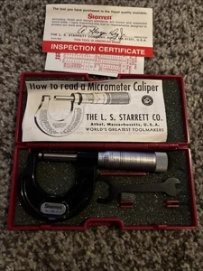 STARRETT T436XRL-1 .0001" CARBIDE 0-1" MICROMETER TOOLMAKER MACHINIST MILL MINT! - Picture 1 of 4