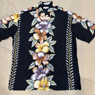 Vintage PIERRE CARDIN HAWAIIAN Men's Shirt Rayon Floral Leaves Korea Made Aloha - Image 1 of 4