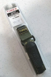 Small Womens Kids 13-16mm Nylon Sport Timex Green Black Fast Wrap Watch Band - Picture 1 of 7