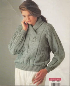 Ladies sweater jumper cross-over collar knitting pattern copy 8 ply size 8-24 - Picture 1 of 2