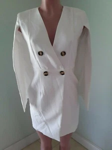 Women's Mustard Seed Double Breasted Ivory Cape Jacket with Buttons Size Medium - Picture 1 of 8