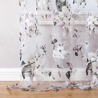 BROSHAN Sheer Floral Curtains - Rustic Flower Patterned Bedroom Curtains 2 Panel