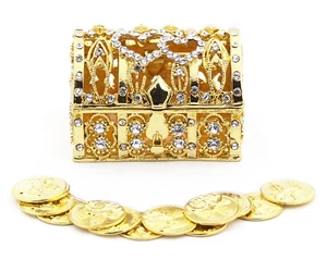 Gold Wedding Arras de boda Treasure Box Set with 13 Unity Coins GTB01 - Picture 1 of 3
