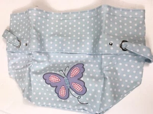 NEW In pack Pottery Barn Kids Canvas Bucket, Blue Polka Dot with Butterfly. - Picture 1 of 7