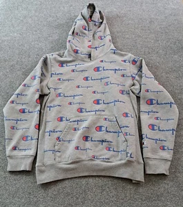 Champion Hoodie Teens Size XL 14/16 Gray All Over Print Long Sleeve Pullover  - Picture 1 of 10