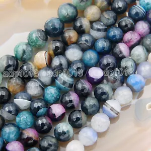 Natural Druzy Agate Faceted Round Gemstone Loose Beads 7.5" Strand - Picture 1 of 18