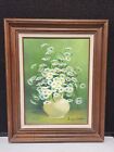 Vintage Canvas Oil Painting Daisies In A Vase Signed Nancy Lee Framed