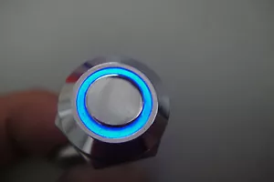 Ordenador PC ATX Anti-Vándalo Momentary Metal Inoxidable Interruptor Empuje LED Azul 12 mm - Imagen 1 de 2