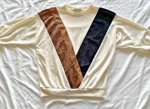 Vintage 80s Short Sleeve Sweatshirt Faux Snake & Alligator Skin Print M - Picture 1 of 10