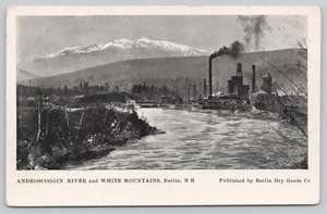 Androscoggin River and White Mountains Berlin New Hampshire Unposted Postcard - Picture 1 of 2