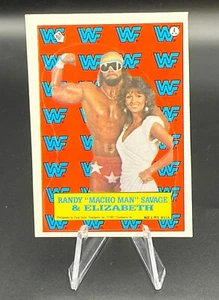 #4 Pegatina Randy Savage & Elizabeth 1987 Topps WWF Wrestlemania III - Casi nuevo - Imagen 1 de 1