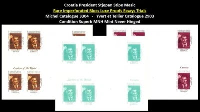 Liberia 1999 Croatia President Stjepan Stipe Mesic Set x3 Imperf Bloc MNH - Image 1 of 4