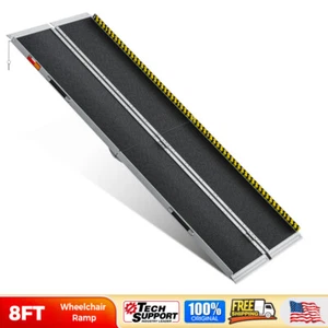 8ft Aluminum Wheelchair Scooter Mobility Ramp Portable Non-Slip Multi-Folding - Picture 1 of 11