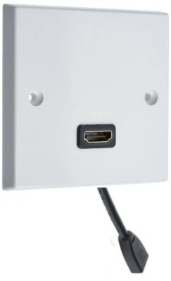 HDMI x 1 AV Audio Wall Face Plate - White Female to Female FLYLEAD - Image 1 of 2