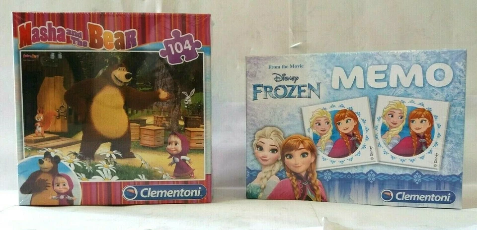 Puzzles Clementoni Masha and Bear 104 pz + Frozen Memo 48 Tessere memo - Immagine 1 di 1