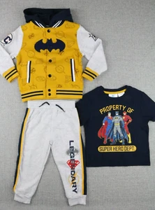 DC Justice League Hoodie Varsity Fleece Jacket/Tee/Pants 3pc set Boy 4T,5,7 - Picture 1 of 22