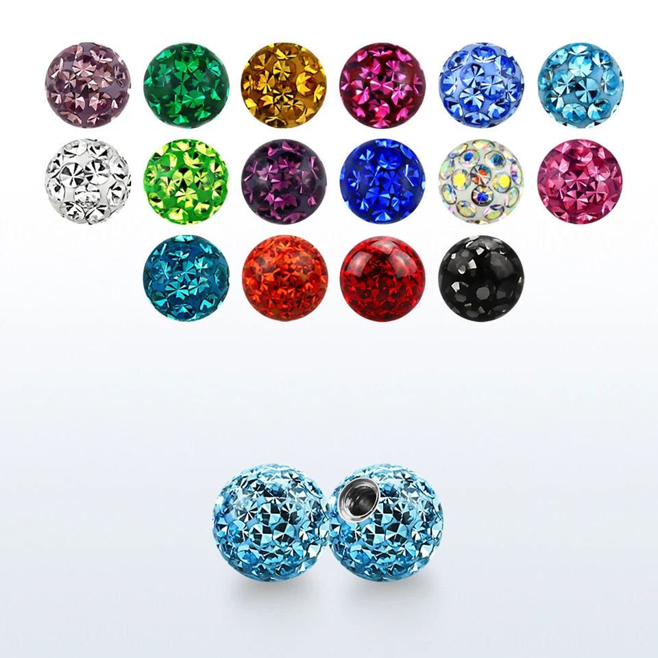 Klar Weiß Piercing Epoxy rundum Kristalle Schraubkugel Multistrass 1,6x4/5/6/8mm - Bild 1 von 1