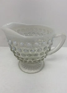 Anchor Hocking Moonstone Opalescent White Hobnail Footed Creamer - Picture 1 of 7