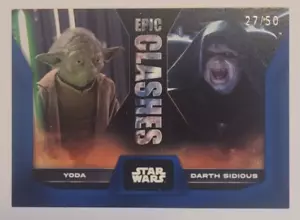 2023 TOPPS STAR WARS EPIC CLASHES Yoda Darth Sidious Blue /50 EC-10 - Picture 1 of 2