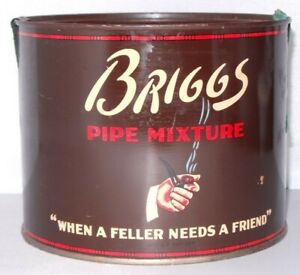 Vintage tobacco tin can Briggs pipe mixture "when a feller needs a friend" cool