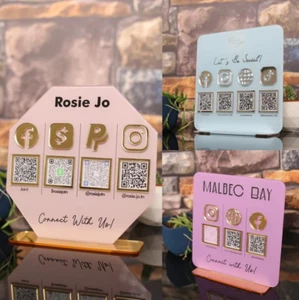 Multi QR code Business Social Media Sign | Payment Sign | Custom Logo Sign - Picture 1 of 13