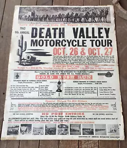 1963 DEATH VALLEY MOTORCYCLE TOUR POSTER/FLYER 28 X 22 - Picture 1 of 6